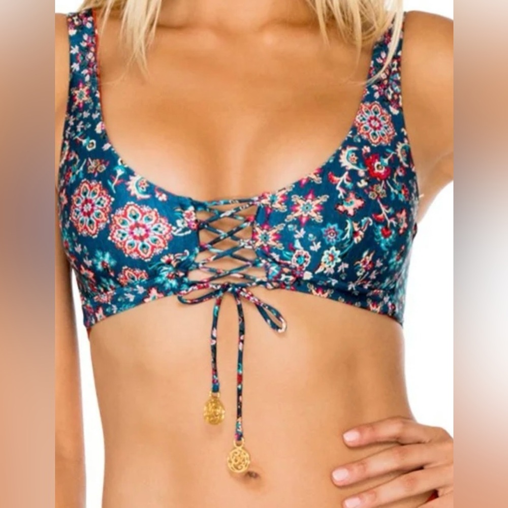 LULI FAMA CORDOBA SIZE XS SEXY LACE UP BRALETTE BIKINI 👙 TOP NEW 🆕 W tags!